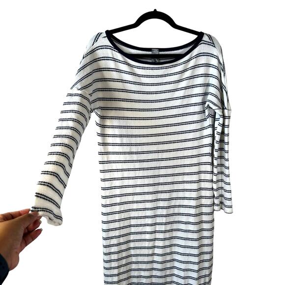 Go Couture New Striped Boat Neck Long Sleeve Sweater Maxi Dress White Navy S USA - Picture 6 of 10